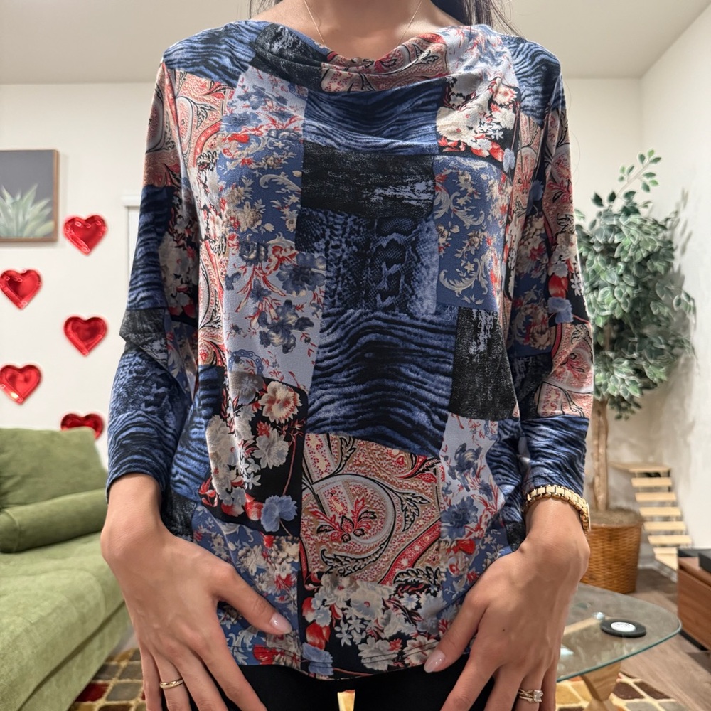 Fred David Patchwork Print Top - image 2